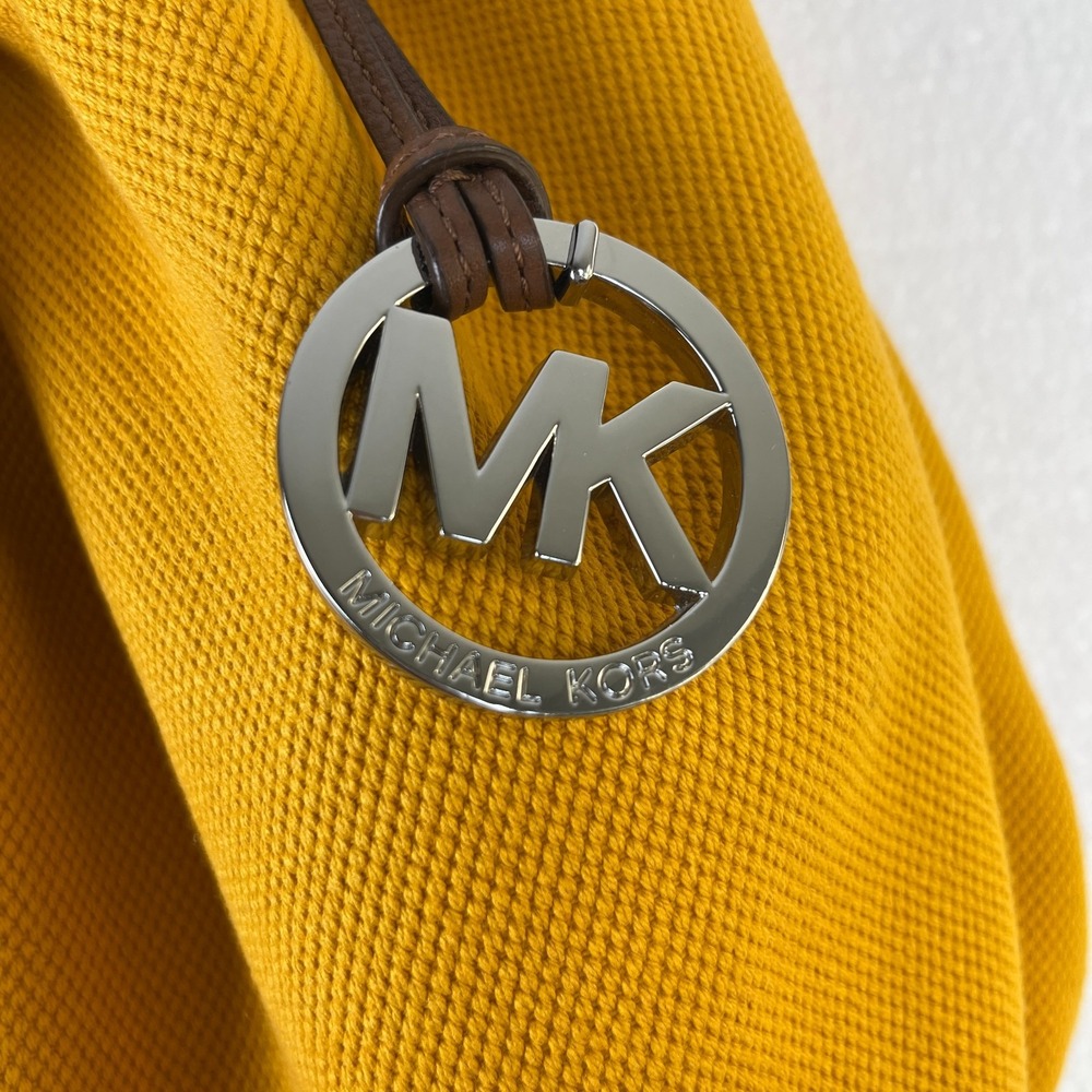 Michael Kors‎ Marina Mustard Yellow Large Canvas Tote Handbag Rope Handle Hobo - Picture 3 of 16